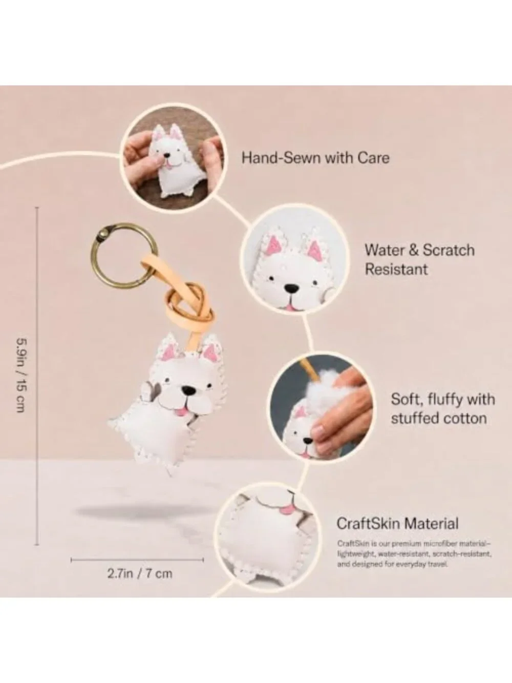 Adorable Leather Dog Bag Charm - Unique Keychain for Purses & Backpacks, Perfect